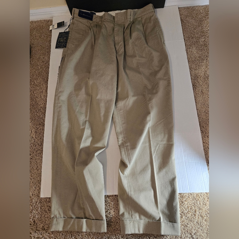 NWT Vintage Polo Ralph Lauren Hammond Pant size 36x30 Pleated Wide Leg Chino